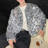 Mens Autumn Winter Korean Sequined Jackets 2023 New Necessities Youth Trendy Casual Temperament Party Nightclub Tops Unisex