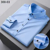 Itooh Spring and Autumn New Men's Long-Sleeved Shirt Mulberry Silk Business Casual Men's Formal Fashionable No-Iron Stretch Shirt