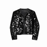 Itooh Shiny Sequins Jacket for Men Black Silver Sparkle Long Sleeve Casual Bomber Jacket Male Party Club Fashion High Street Coats