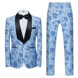 Itooh Fashion New Men's Casual Boutique Business Wedding Host Flower Color Suits 3 Pcs Set Dress Blazers Jacket Pants Vest Coat