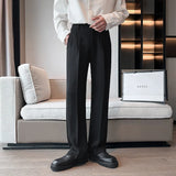 Itooh Black Gray White Suit Pants Men Slim Fashion Social Mens Dress Pants Korean Casual Straight Pants Mens Office Formal Trousers