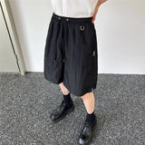 Itooh  Minimalist Men's Casual Shorts Loose Lace-up Zippers Design Solid Color Loose Male Bottom New Trend Summer 2024