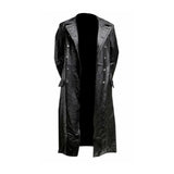 Itooh Winter Oversized Long Men's Leather Windbreaker Double breasted Coat COS German Military Leather Coat