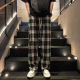 ITOOH Check Trousers For Men Straight Plaid Long Baggy Korean Style Low Price Stylish Xxxl Streetwear Designer Trend Casual Pants Man