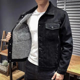 ITOOH Jeans Coat for Men Light Warm Denim Jackets Man Padded Padding Wide Shoulders with Sheep Wool Cheap Price Stylish Elatic Y2k Low