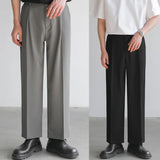 ITOOH Summer Suit Pants Men Fashion Social Mens Dress Pants Korean Loose Straight Casual Pants Mens Office Formal Pants Male Trousers