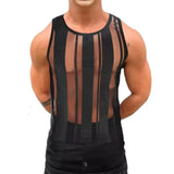 Itooh 2024 Summer Mens Streetwear Tank Tops Sexy Transparent Hollow Out Mesh Tank Tops Men Stylish Slim Fit Sleeveless Crew Neck Vest