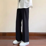 Itooh Summer Black Suit Pants Men Fashion Social Mens Dress Pants Korean Loose Bell-bottoms Pants Men Mens Office Formal Trousers