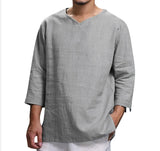 Itooh  New Men's Casual Blouse Cotton Linen Shirt Loose Tops Long Sleeve Tee Shirt Spring Autumn Casual Handsome Men Shirts