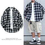 Itooh Men Classic Casual Plaid Shirt Long-Sleeved Chest Pocket Design Shirts Fashion Trend All-match Buttons Outer Wear Loose Daily