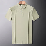 Itooh  Men's Seamless Short-sleeved Polo Shirt Thin Ice Silk Lapel T-shirt Casual Paul Top Tees Golf Shirt