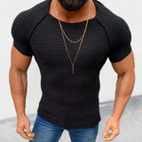 Itooh  Leisure Solid Color Slim Knit Tops Men's Clothing Spring Summer Short Sleeve O Neck Casual T Shirts Men Fashion Streetwear