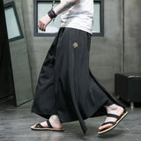 Itooh Chinese Style Men Harajuku Streetwear Elastic Waist Pants Fashion Wide Leg Kimono Pants Male Balck Skirt Trousers Women 5XL