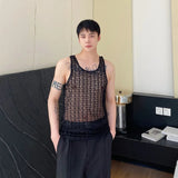 Itooh  Summer Men's Wear Hollowed Out Vest Basic Loose 2024 Solid Color Round Neck Sleeveless T-shirt Male Tank Tops Korea Fashion