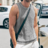 Itooh New Casual Mens Knit Tank Tops Summer Vintage Solid Color Hollow Out Breathable Vest Tops For Men Clothes Leisure Slim Camisoles