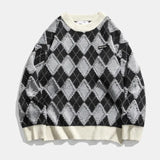 ITOOH Knit Sweater Male Pullovers Spliced Men's Clothing Icon Plaid Argyle Korean Style Warm 2024 Trend Baggy Thick Winter A Cotton X