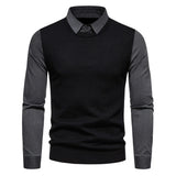 Itooh Winter New Men's Pullover Sweater Casual Bottom Shirt Collar Fake Two Piece Business Knitwear Polo Neck Designer Top