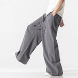 Itooh Spring Summer Men Cotton Linen Wide Leg Pants Chinese Style Vintage Harem Pants Male Casual Solid Color Hanfu Trousers 5XL