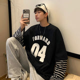 ITOOH 100% Cotton Men's Shirts Fake Two Pieces Oversized Fashion Streetwear Hip Hop Long Sleeve Tops Harajuku Male Tees