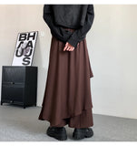 Itooh 2024 Spring Men Wide Leg Pants Men Solid Loose Button Joggers Oversize Irregular Trousers Men Streetwear Fashion Skirts Pants