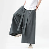 Itooh Spring Men Chinese Style Cotton Linen Harajuku Pants Men Kung Fu Kimono Trousers Male Street Wushu Wide Leg Pants Bottom