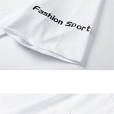 Itooh New Men's letter print Ice Silk Sport Running Shirt Summer Korean High End Fashion Business Leisure Breathable Thin Sportswear