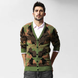 Itooh Single Breasted Cotton Camouflage Sweater V-neck Knitted Cardigan Spring Autumn Casual British Style Thin Coats Plus Size 5XL