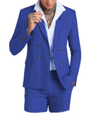 Itooh  Classic Navy Men's Suit Two-piece Lapel Business Office Campus Travel Custom Color Size (Blazer + Pants)