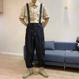 Itooh Japanese Harajuku Retro Denim Overalls Retro Cargo Jeans Hip Hop American Casual Jeans Loose Straight Wide Leg Pants Side Pocket