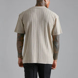 Itooh  Short Sleeve Revere Cable Knit Shirt