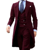 Itooh  Long Coat Italian Designs Men Suits Gentle Tuxedo Prom Blazer Custom 3 Pieces (Jacket+Vest+Pants)