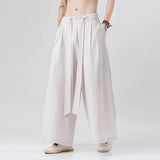 Itooh Spring Men Chinese Style Cotton Linen Harajuku Pants Men Kung Fu Kimono Trousers Male Street Wushu Wide Leg Pants Bottom