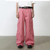 Itooh  Pink Cargo Jeans Pants Men Oversize Wide Leg Denim Trousers Male Loose Casual Japanese Streetwear Hip Hop Pocket