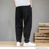 ITOOH Cotton Linen Pants Men Elastic Waist Casual Harem Pant Loose Sweatpants Traditional Chinese Trousers pantalons homme