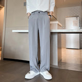 Itooh Black Gray White Suit Pants Men Slim Fashion Social Mens Dress Pants Korean Casual Straight Pants Mens Office Formal Trousers