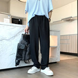 Itooh Summer Pleated Pants Men Fashion Oversized Ice Silk Pants Men Japanese Streetwear Loose Straight Pants Mens Casual Trousers