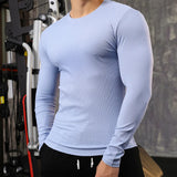 Itooh Autumn Sports fitness long sleeve men leisure T-Shirt outdoor exercise fast dry tight muscle training T-shirt fitness clothes