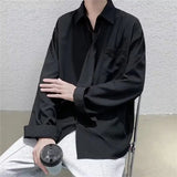 Itooh White Solid Shirts With Tie Men's Oversize Long Sleeve Casual Cardigan Fashion Spring Autumn Blouses Unisex Daily All-match Tops