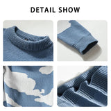 Itooh Autumn Men Casual Sweater Cloud Pattern Cute Couple Sweaters Round Neck Long Sleeve Male Knitted Sweater Harajuku Pullover