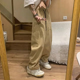 ITOOH Trousers Man Straight Cargo Pants for Men Wide Khaki Korean Style Regular Fit Street Y2k Clothing Emo Large Size Long Fashion