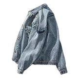 Itooh American Retro Jacket Snowflake Washed Vintage Denim Jacket Zipper Pocket Tooling Lapel Jean Coats Loose Motor Jaqueta Outerwear