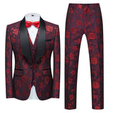 Itooh Fashion New Men's Casual Boutique Business Wedding Host Flower Color Suits 3 Pcs Set Dress Blazers Jacket Pants Vest Coat