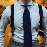 Itooh Police Style Classic Elastic Suspender with Side Clip Men's Back Cross Shoulder Strap British Retro Gentleman Business Strap