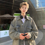 ITOOH Denim Jackets Hip-hop Men's Streetwear Ripped Hole Jean Men Jackets Outerwear Denim Coats Turndown Collar Oversized Jacket