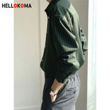 ITOOH New Korean Fashion Autumn Shirts Men Business Casual Neat Capable Hipster Street England Style Elegant Stripe Clothes Top