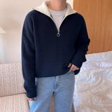 Itooh Semi-High Neck Zipper Sweater