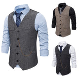 Itooh New Men's Vest Suit Vest Slim Single breasted Designer Brand Sleeveless Formal Coat Top Adult Dress Tuxedo