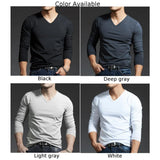 Itooh Undershirt Top Fashion Long Sleeves Mens Muscle Pullover Slim Fit Spring Casual V Neck Comfy Winter Stylish Summer