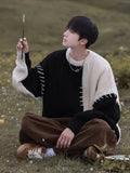 ITOOH Knitted Sweater Men Pullover Oversize Sweaters Male Winter Harajuku Casual Streetwear Patchwork Autumn Hip Hop Spliced