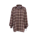 Itooh  2024 Spring American Retro Plaid Cotton Shirt Women's Long Loose Plaid Shirt